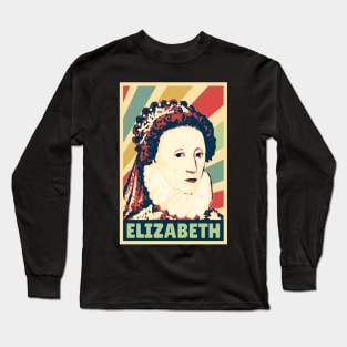 Elizabeth Queen Of England Vintage Colors Long Sleeve T-Shirt